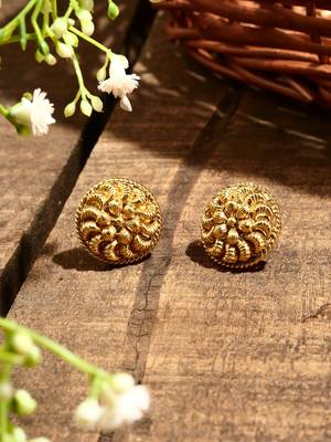 Round Gold Plated Earrings 4