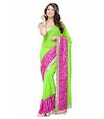 Sridevi Bollywood Design Zari Border Chiffon Saree Diwali Special Gift 558