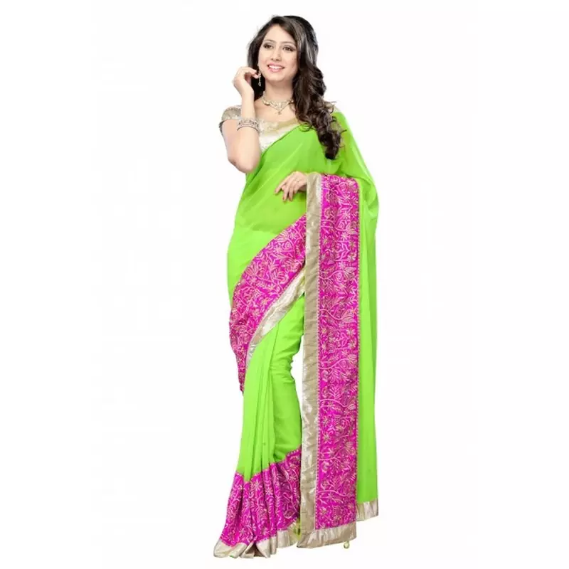 Sridevi Bollywood Design Zari Border Chiffon Saree Diwali Special Gift 558