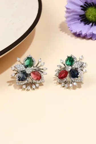 Multicolored American Diamond Earring