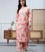 Seva chikan hand embroidered pink mal-mal lucknow chikankari women kurta set