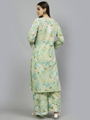 hand embroidered green mal-mal lucknow chikankari women kurta set 3