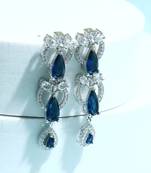 American Diamond Blue Long Earrings