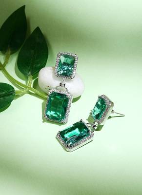 Green American Diamond Earrings 1