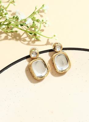 White Gold Plated Kundan Earrings 1