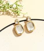 White Gold Plated Kundan Earrings