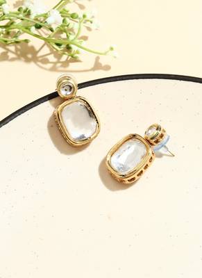 White Gold Plated Kundan Earrings 2