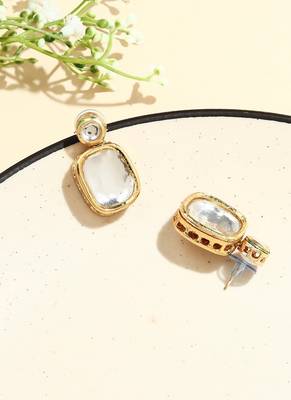 White Gold Plated Kundan Earrings 3