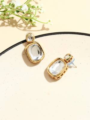 White Gold Plated Kundan Earrings 5