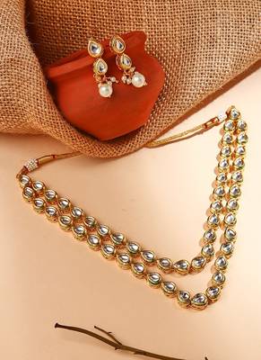 2 Layered Necklace Set with Long Earrings 1