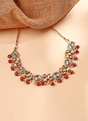Multicolored Kundan Necklace Set with Earrings and Maang Tikka 4
