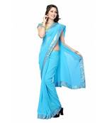 Daisy Shah Aqua Blue Color Bollywood Designer Sari Deepawali Special Gift 576