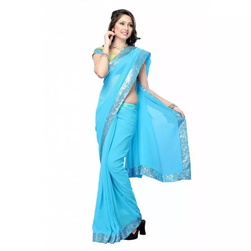Daisy Shah Aqua Blue Color Bollywood Designer Sari Deepawali Special Gift 576