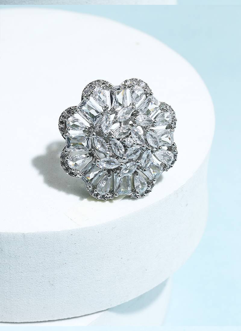 American Diamond Silver Ring
