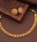 Fine antique gold necklace set with leaf motif