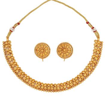 Fine antique gold necklace set with leaf motif 2