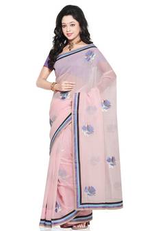 Exclusive Super Net Pure Cotton Saree Blouse Set Deepawali Gift 213