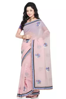 Exclusive Super Net Pure Cotton Saree Blouse Set Deepawali Gift 213