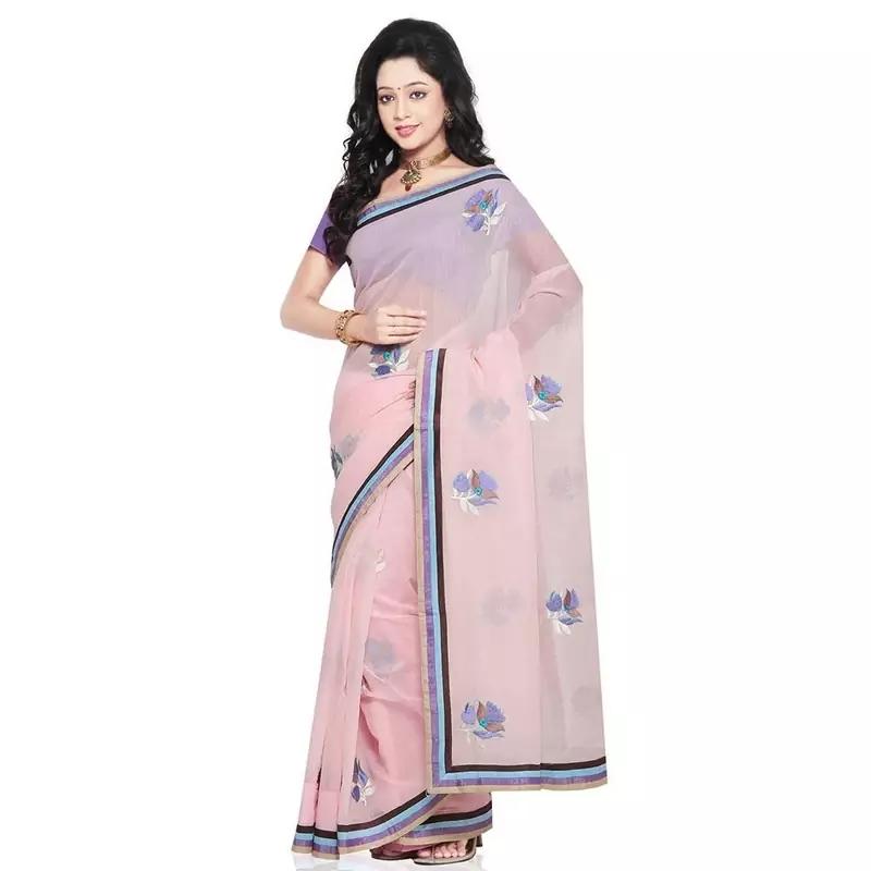 Exclusive Super Net Pure Cotton Saree Blouse Set Deepawali Gift 213