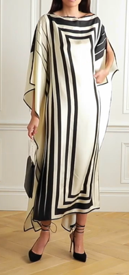 Casual Wear Calf Length Satin Silk Kaftan For Women 1