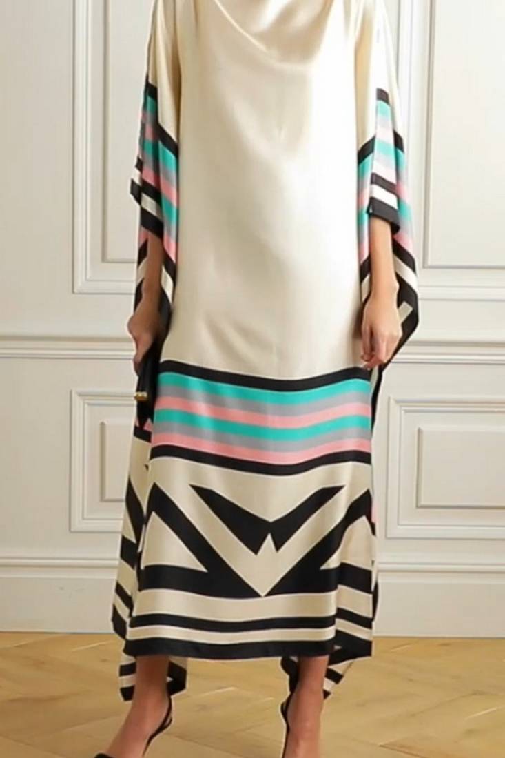 Casual Wear Calf Length Satin Silk Kaftan For Women