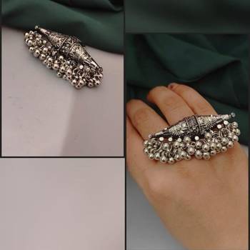 Ghungroo german silver traditional finger ring indian oxidized beautiful unique designed boho ghungroo jewelry 2