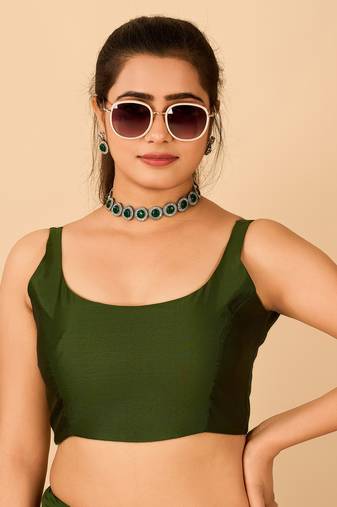Mehendi Satin Readymade Blouse
