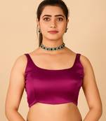 Magenta Satin Readymade Blouse