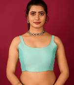 Teal Satin Readymade Blouse