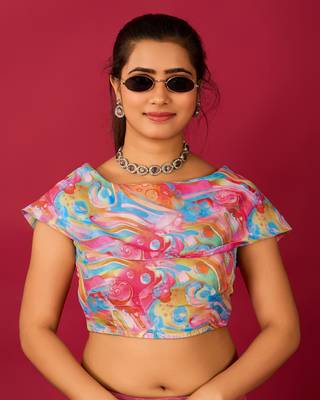 Pink Satin Readymade Blouse 1