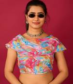 Pink Satin Readymade Blouse