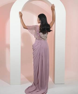 Lavender georgette glistening lilac gown 5