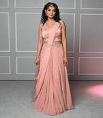 Peach georgette blush elegance saree gown