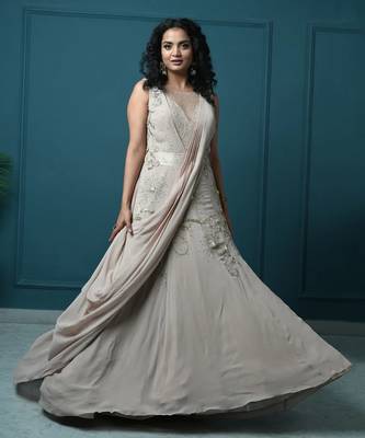 Gold georgette champagne whispers gown 2