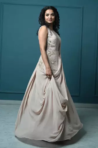 Gold georgette champagne whispers gown