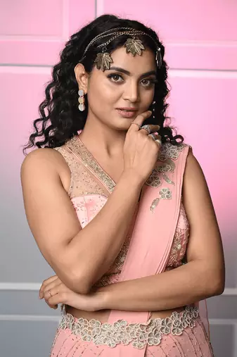 Peach georgette blush elegance saree gown
