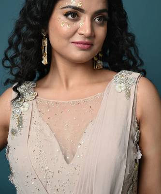 Gold georgette champagne whispers gown 5