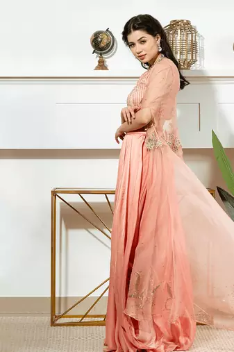 Peach organza blush silk elegance gown