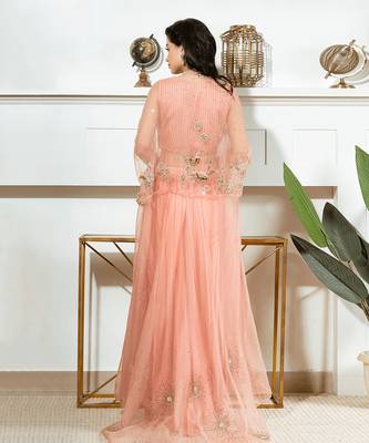 Peach organza blush silk elegance gown 5