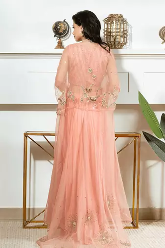 Peach organza blush silk elegance gown
