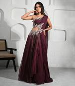 Wine georgette burgundy elegance gown