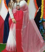 Elegant White Khadi Mahapar Sari With Blouse Piece