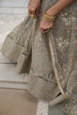 GLAMOROUS IVORY BUTTERFLY NET WITH THREAD AND SEQUENCE EMBROIDERED WORK FANCY LACE LEHENGA CHOLI FOR WEDDING 5