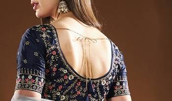 Blue Pink Embroidered Semi Stitched Lehenga Choli 5