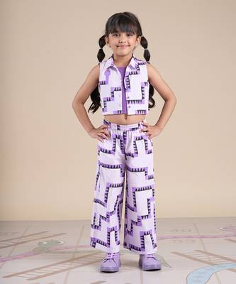 Purple cotton printed  co-ord set 1