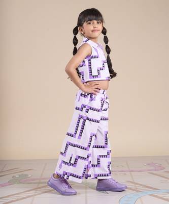 Purple cotton printed  co-ord set 2
