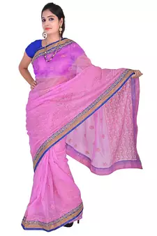 Famous Karachi Embroidery Designer Supernet Saree Diwali Special Gift 267