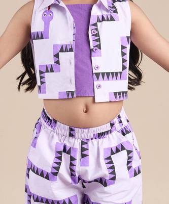 Purple cotton printed  co-ord set 4