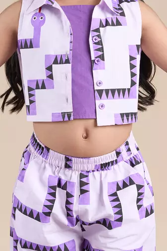 Purple cotton printed  co-ord set