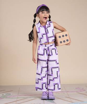 Purple cotton printed  co-ord set 5